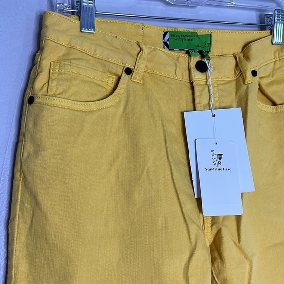 SANDRINE ROSE X FREE PEOPLE YELLOW STARIGHT LEG JEANS 28 new with tags women’s - Picture 2 of 6